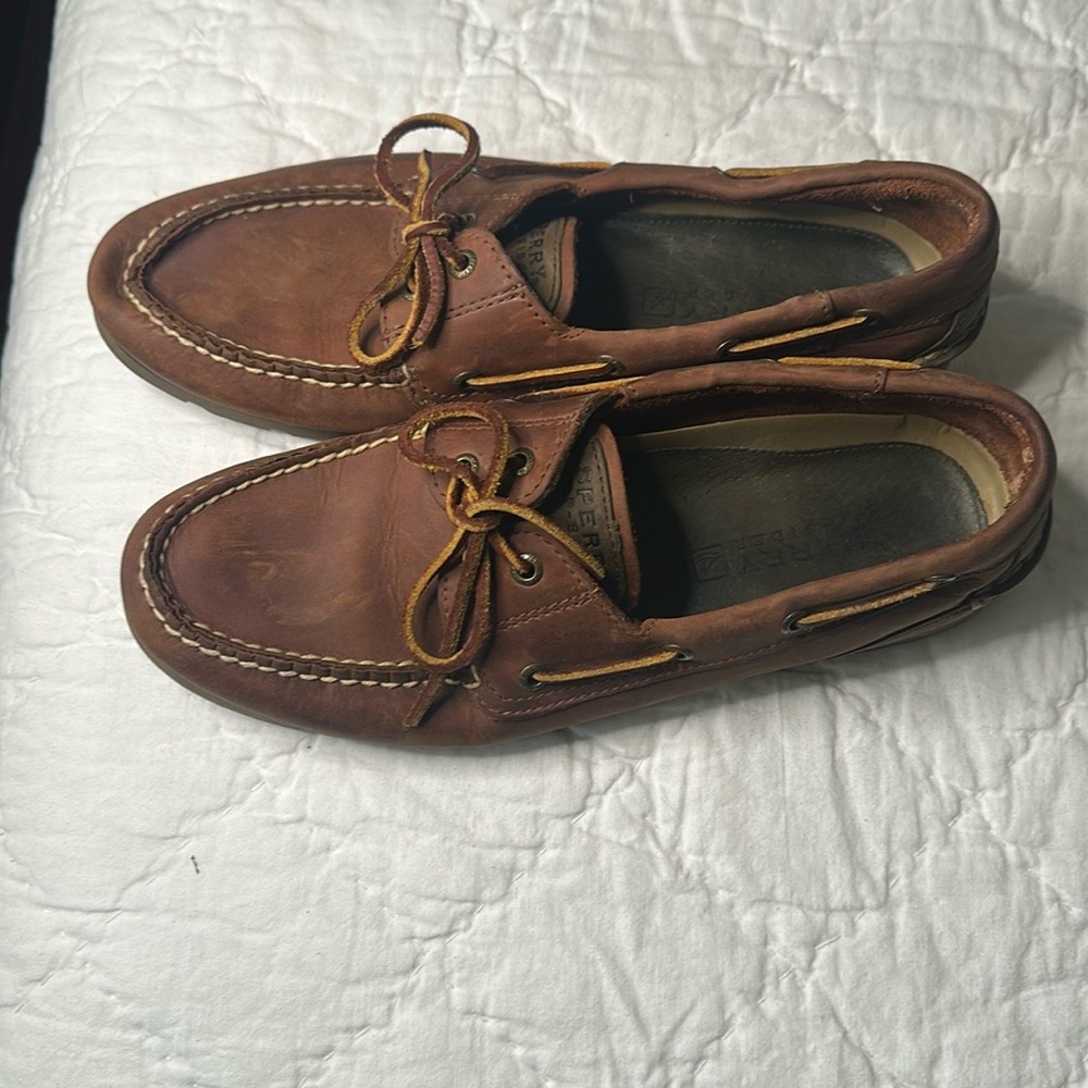Men's Brown Leather Boat Shoes Speery